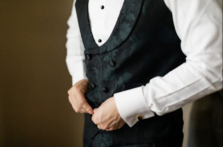 Detail Shot of Steve Lam's Custom Wedding Suit by King & Bay
