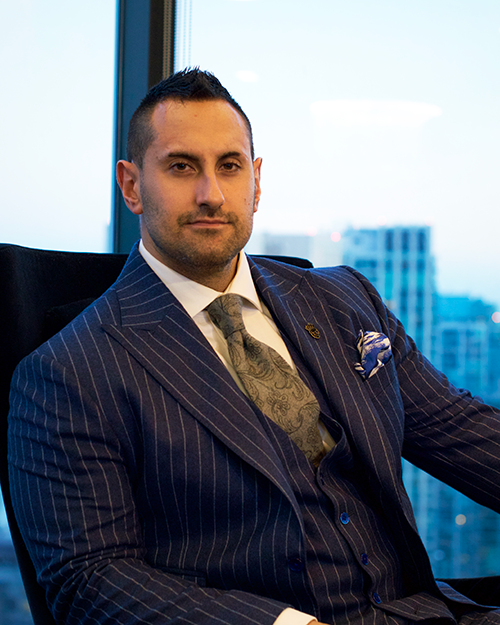 Julian Ricci, Entrepreneur in Custom Pinstripe Suit