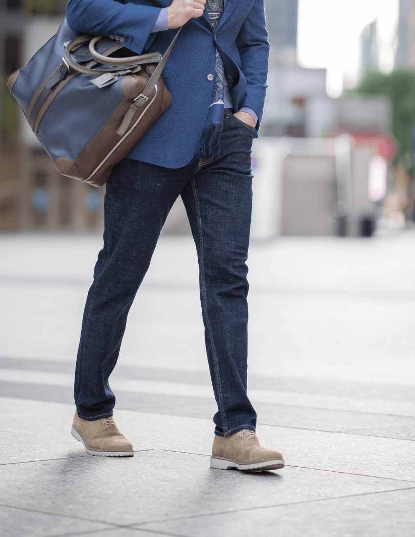 How to Choose the Right Footwear for Different Denim Colours, King & Bay Custom Clothing, Toronto, Canada
